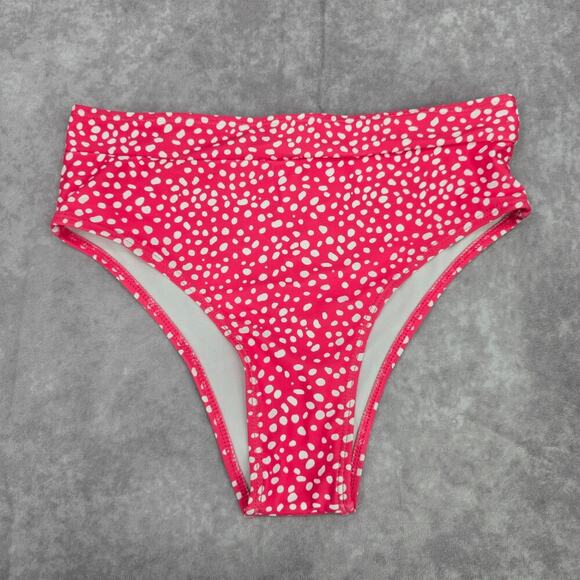 Pink White Polka Dot Cheeky Medium Bikini Bottom Swimwear - Picture 1 of 5
